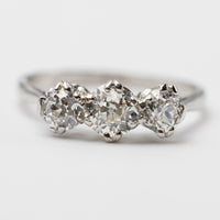 Victorian Platinum Old Cut Diamond Trilogy Engagement Ring 1.2 Carat