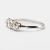 Victorian Platinum Old Cut Diamond Trilogy Engagement Ring 1.2 Carat