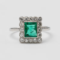 emerald and diamond ring front close
