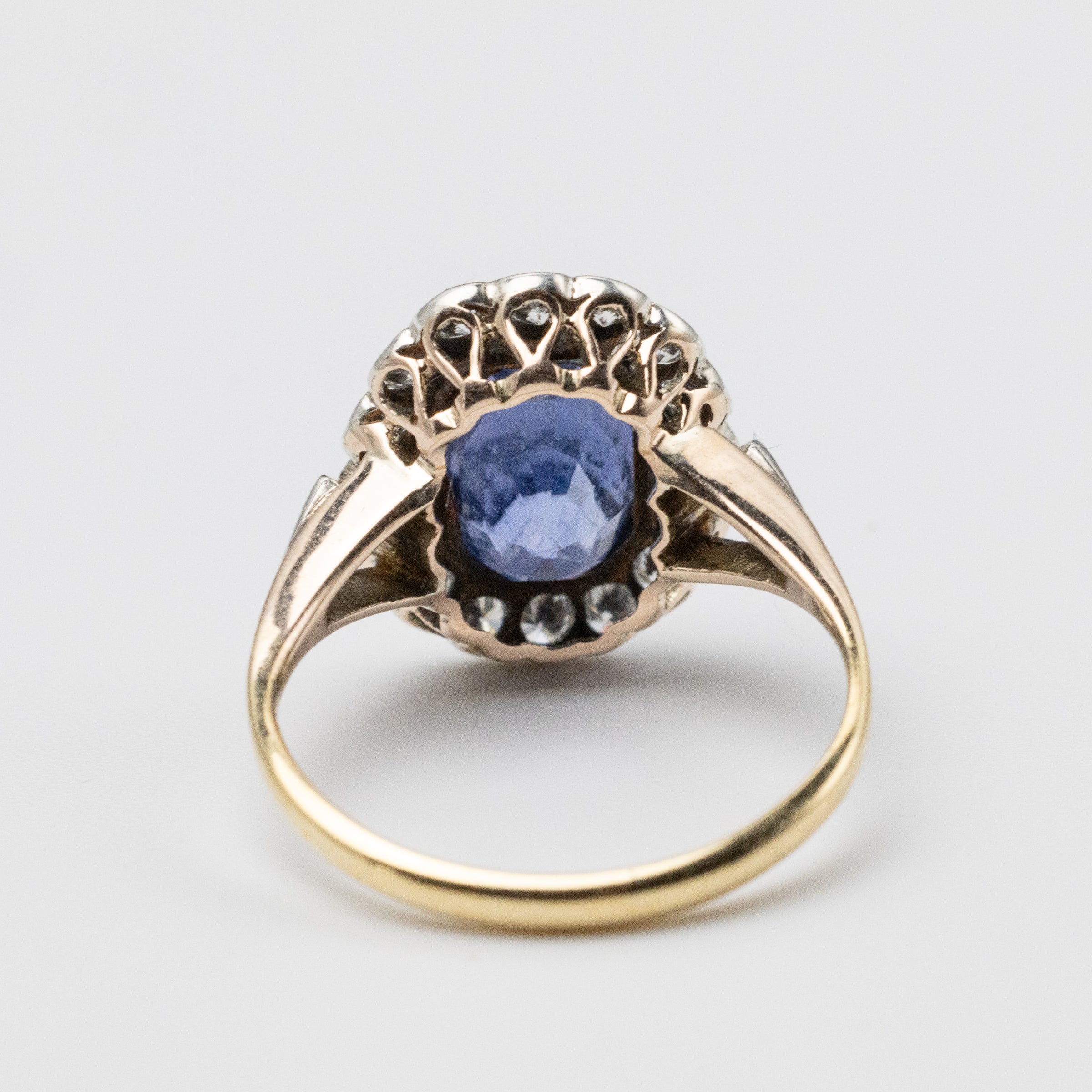 sapphire and diamond ring back