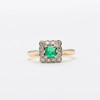 18K Yellow Gold Emerald And Diamond Ring