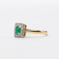 18K Yellow Gold Emerald And Diamond Ring