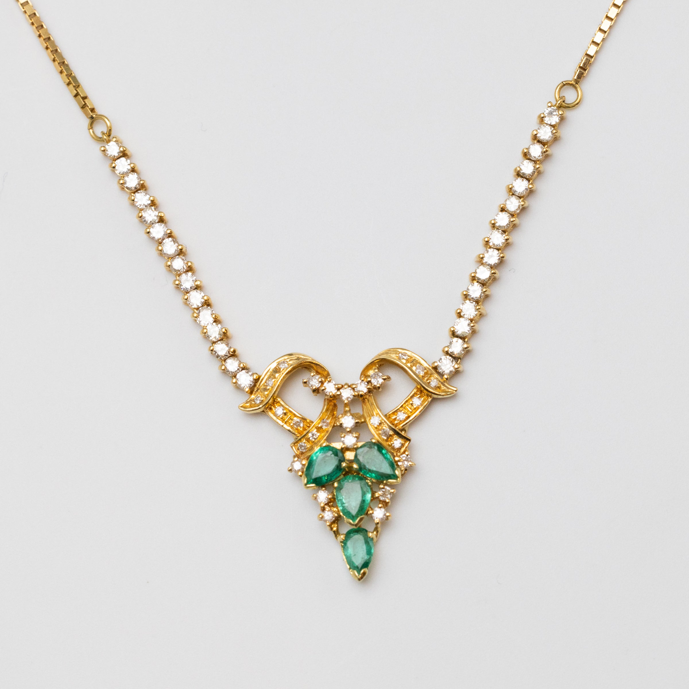 18K Emerald And Diamond Necklace