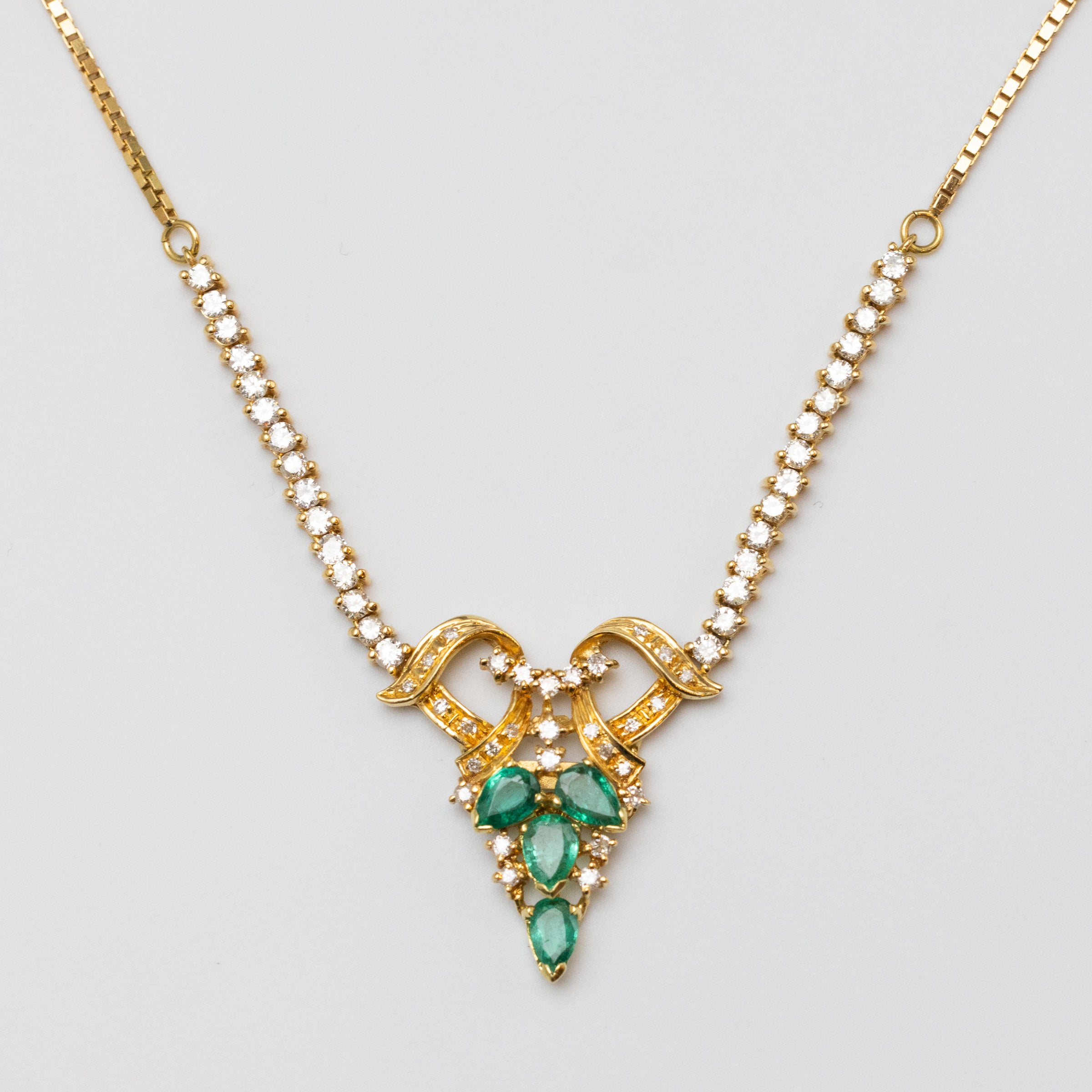 18K Emerald And Diamond Necklace