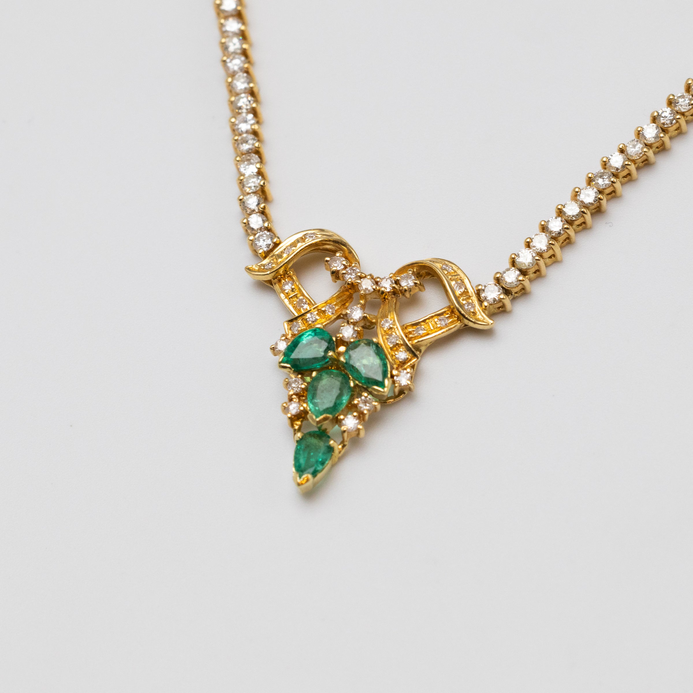 18K Emerald And Diamond Necklace