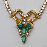 18K Emerald And Diamond Necklace