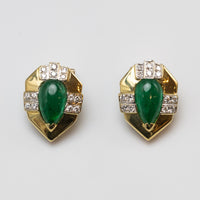 18K Emerald And Diamond Earrings