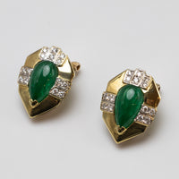 18K Emerald And Diamond Earrings