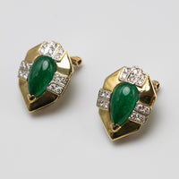 18K Emerald And Diamond Earrings