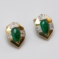 18K Emerald And Diamond Earrings