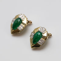 18K Emerald And Diamond Earrings