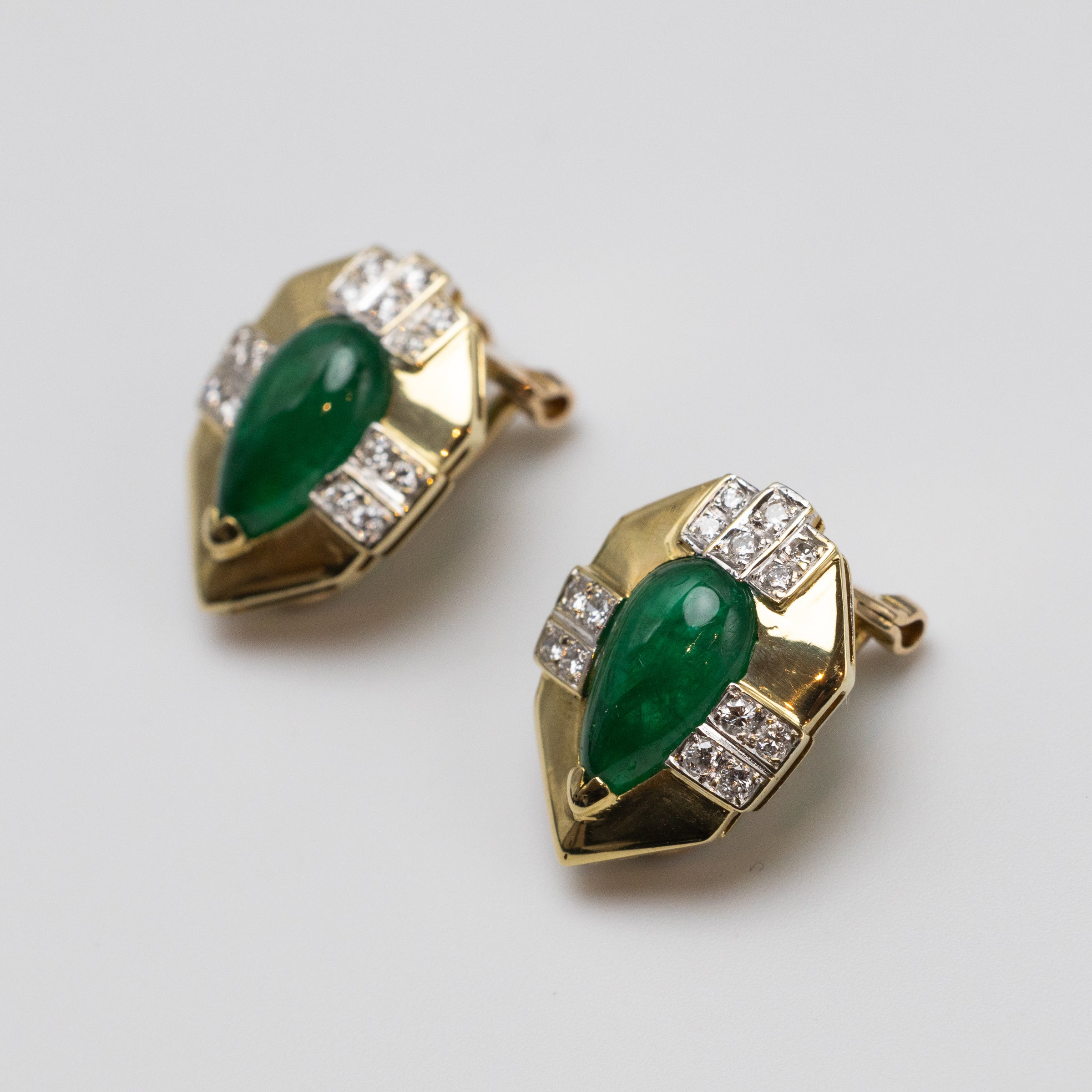 18K Emerald And Diamond Earrings