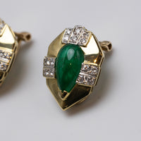 18K Emerald And Diamond Earrings