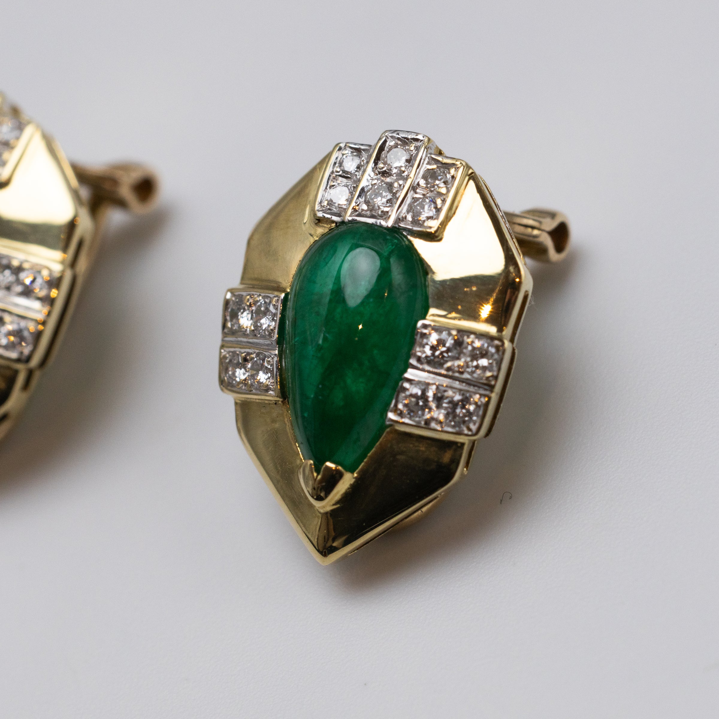 18K Emerald And Diamond Earrings