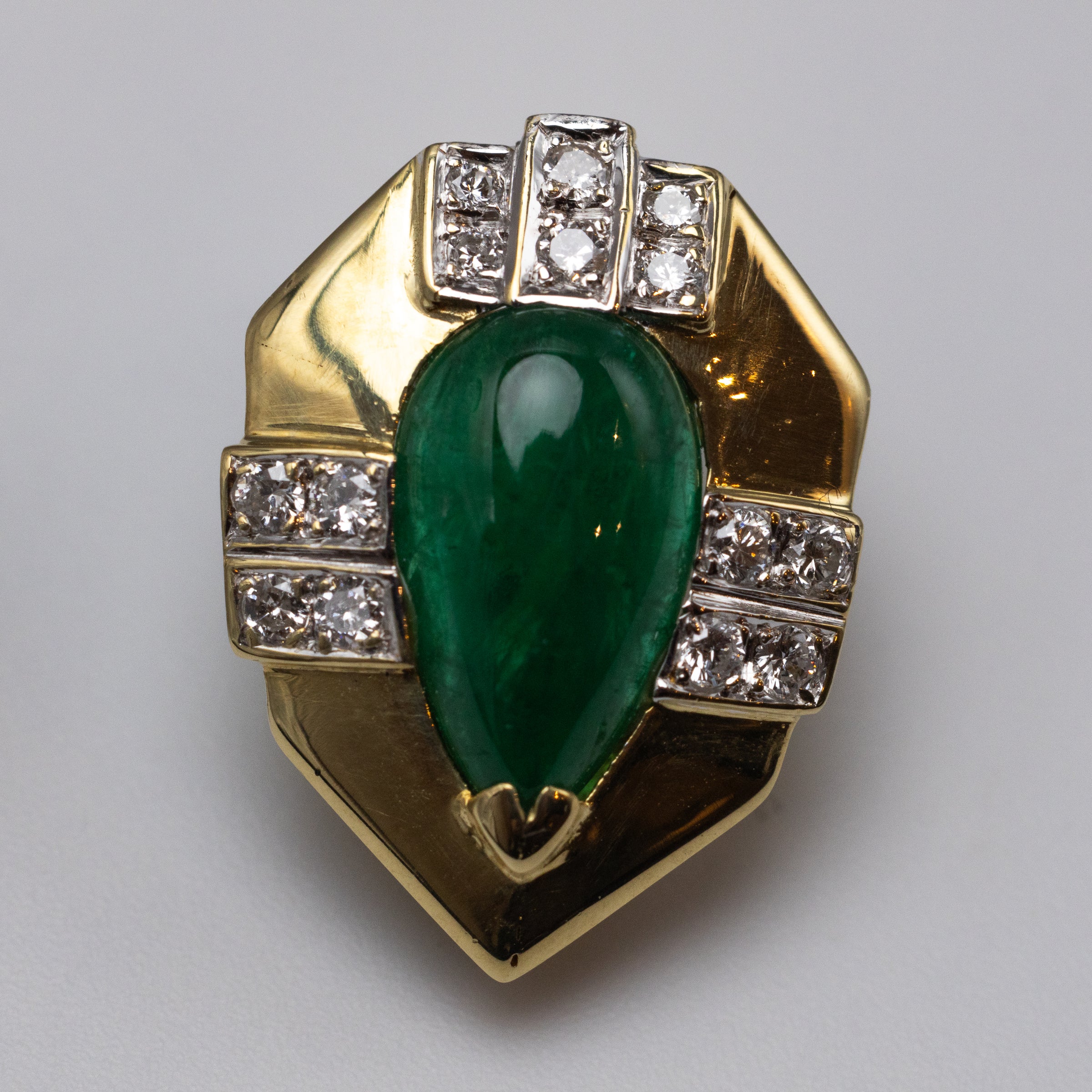 18K Emerald And Diamond Earrings