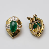 18K Emerald And Diamond Earrings