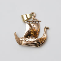 14K Gold Viking Row Boat Pendant