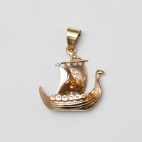 14K Gold Viking Row Boat Pendant