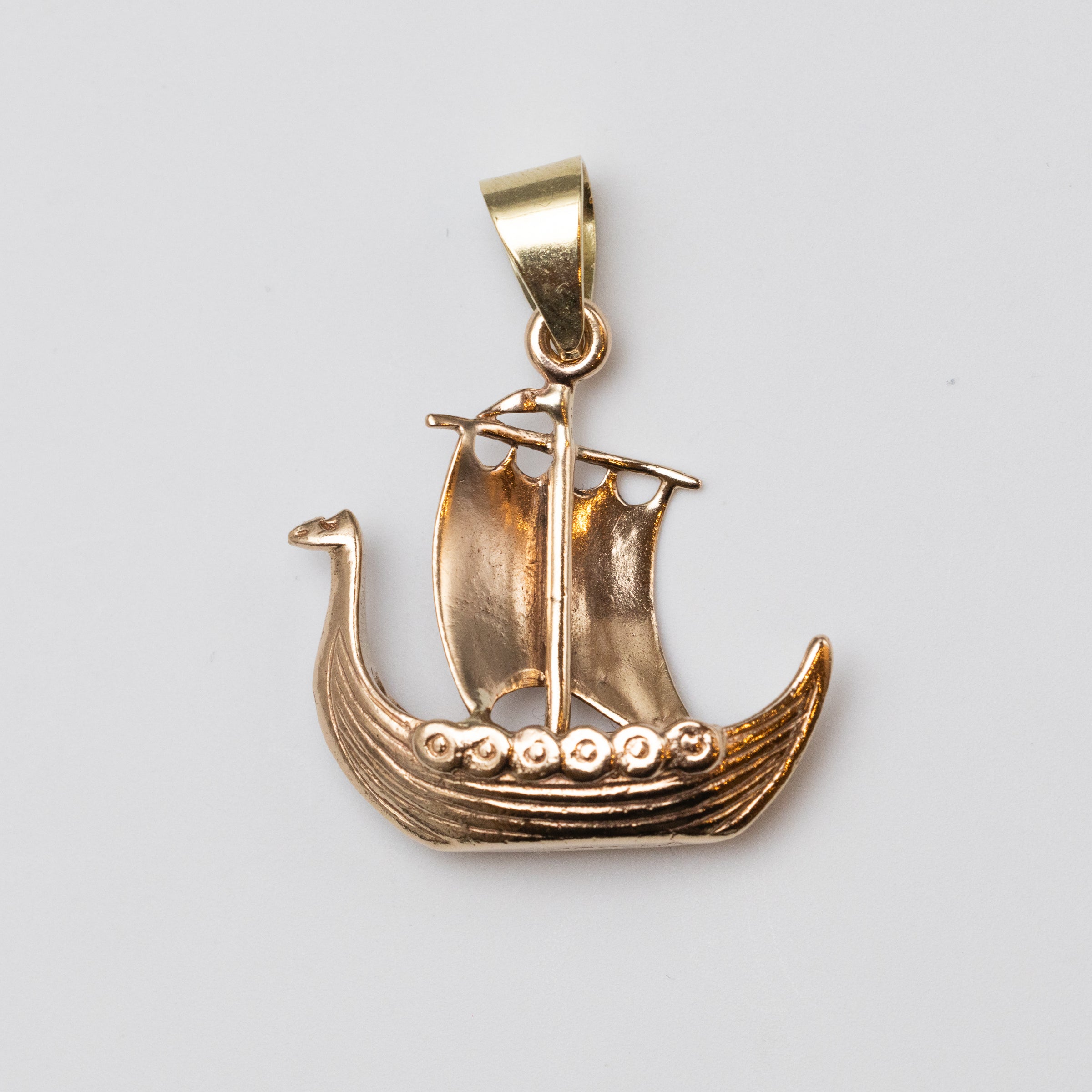 14K Gold Viking Row Boat Pendant