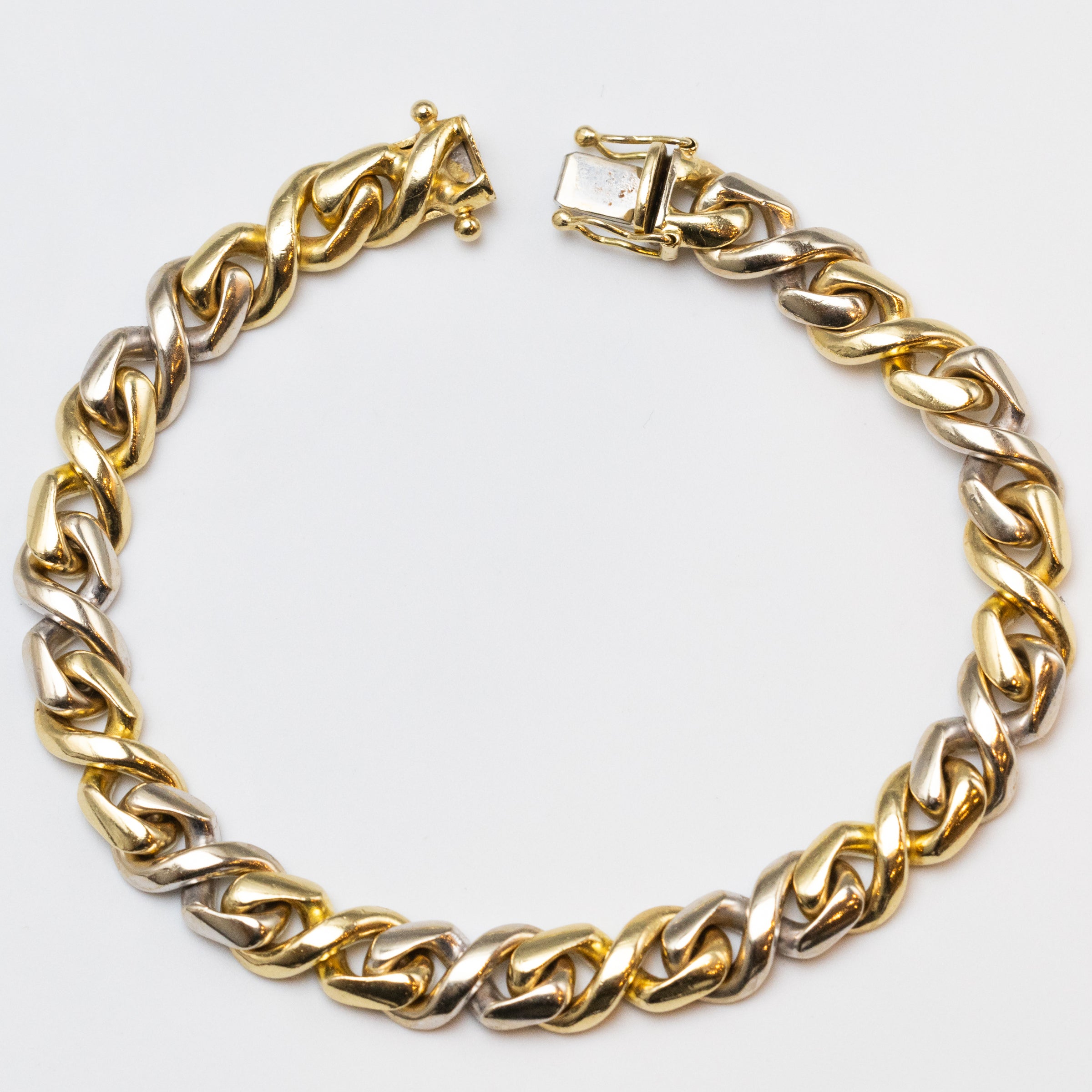 18K Fancy Link Yellow And White Gold Bracelet front