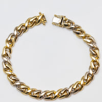 18K Fancy Link Yellow And White Gold Bracelet full view