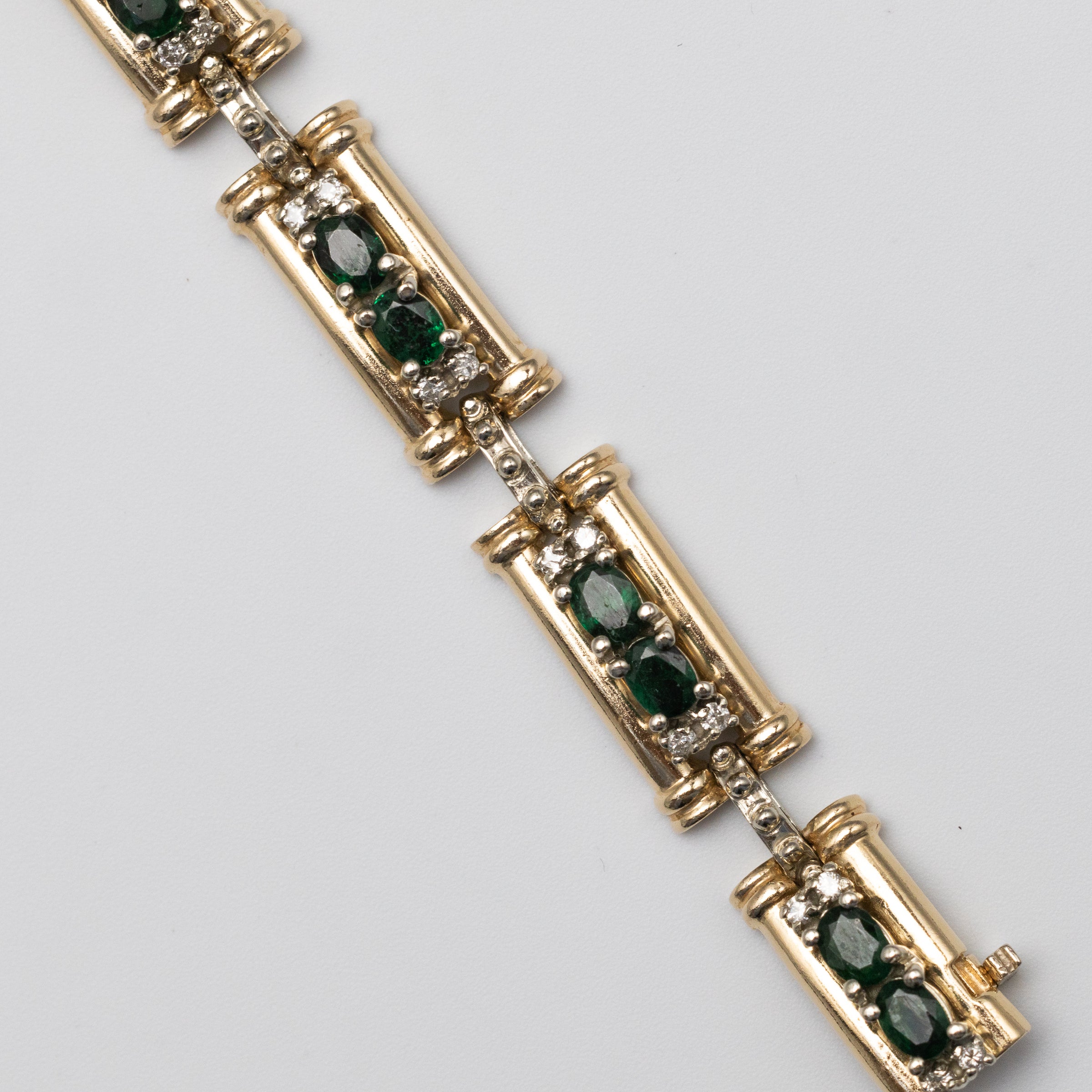 14K Emerald And Diamond Bracelet