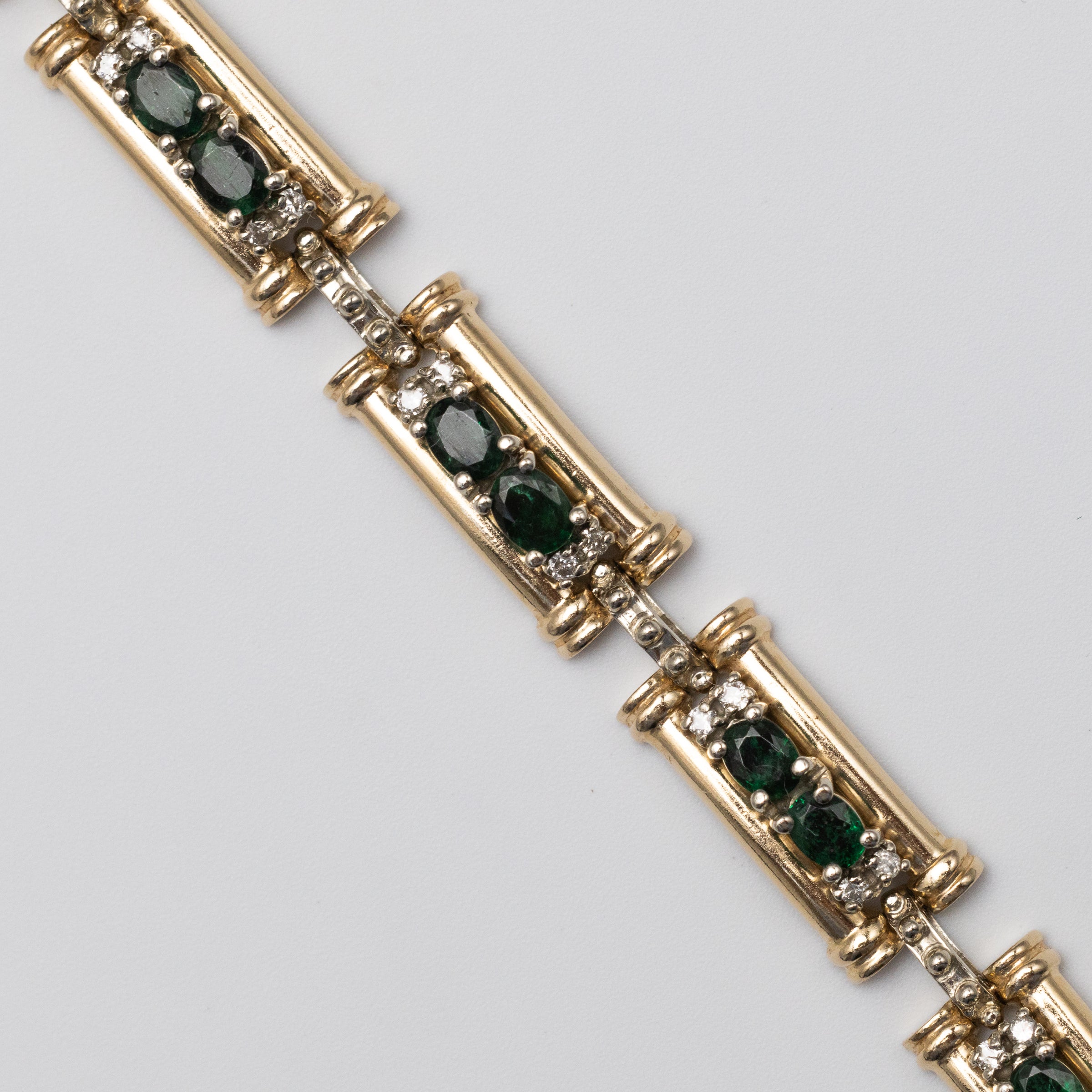 14K Emerald And Diamond Bracelet