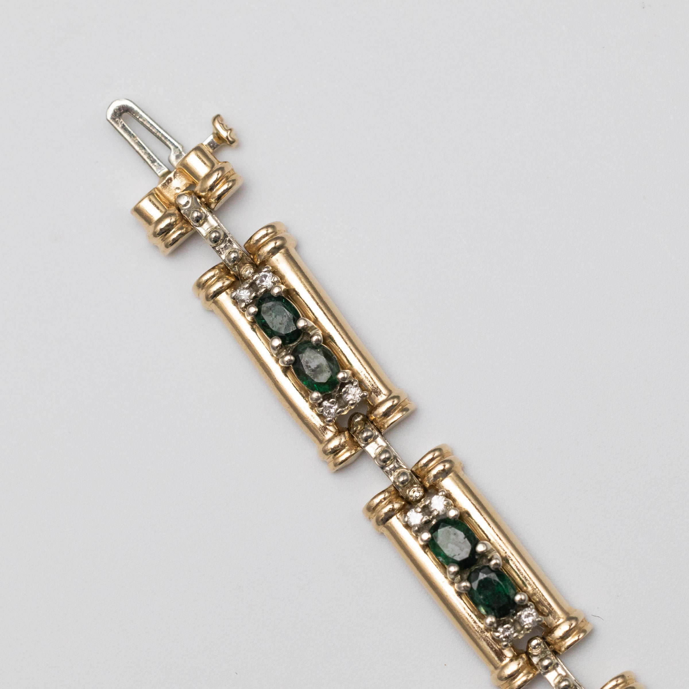 14K Emerald And Diamond Bracelet