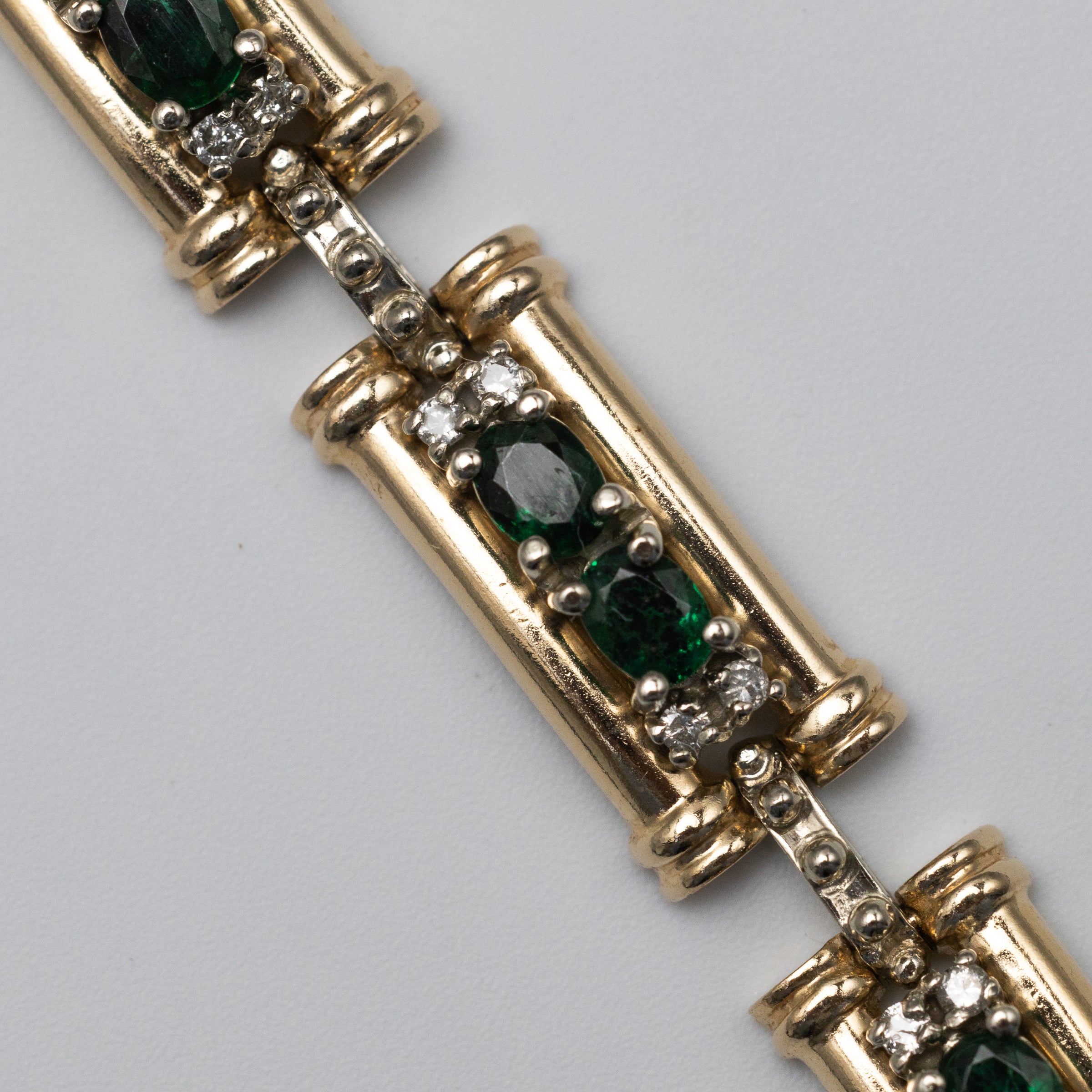 14K Emerald And Diamond Bracelet