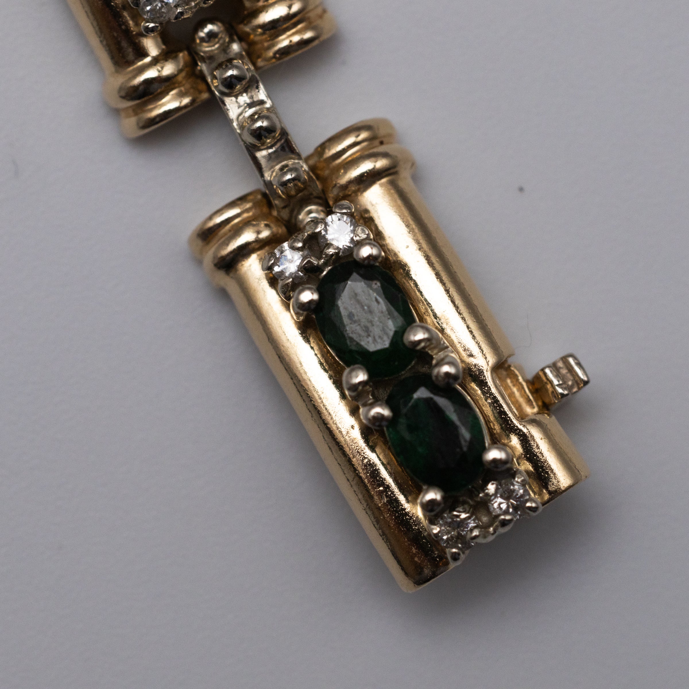 14K Emerald And Diamond Bracelet