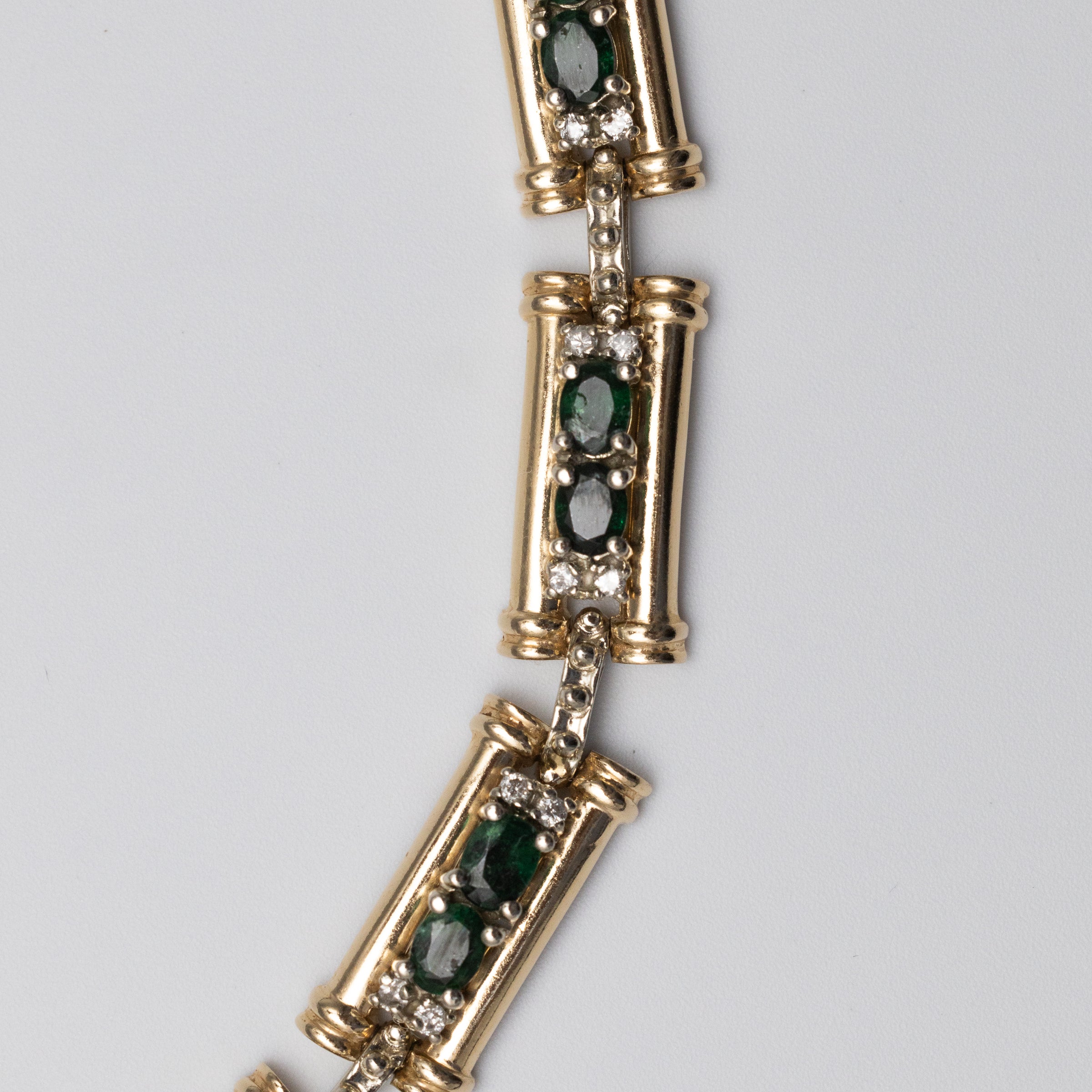 14K Emerald And Diamond Bracelet