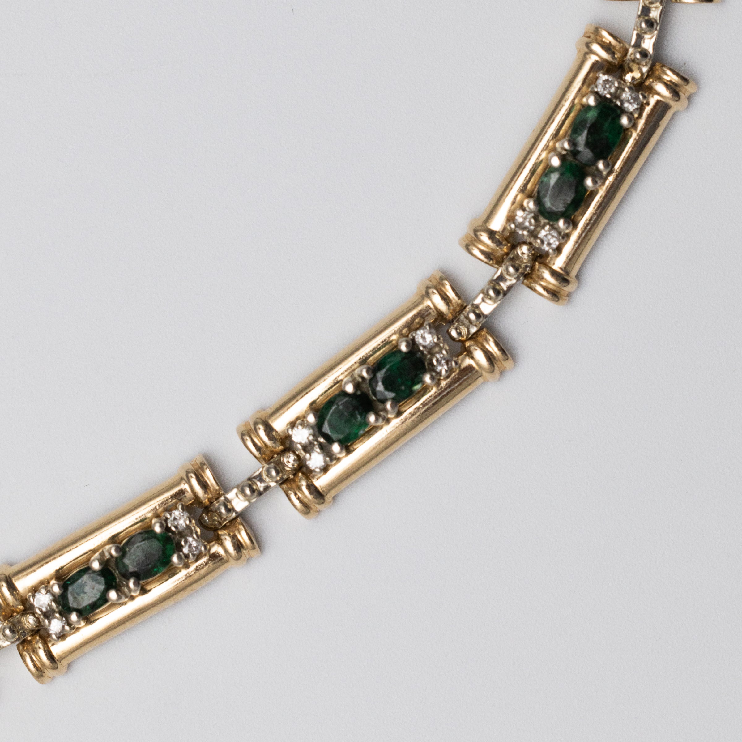 14K Emerald And Diamond Bracelet
