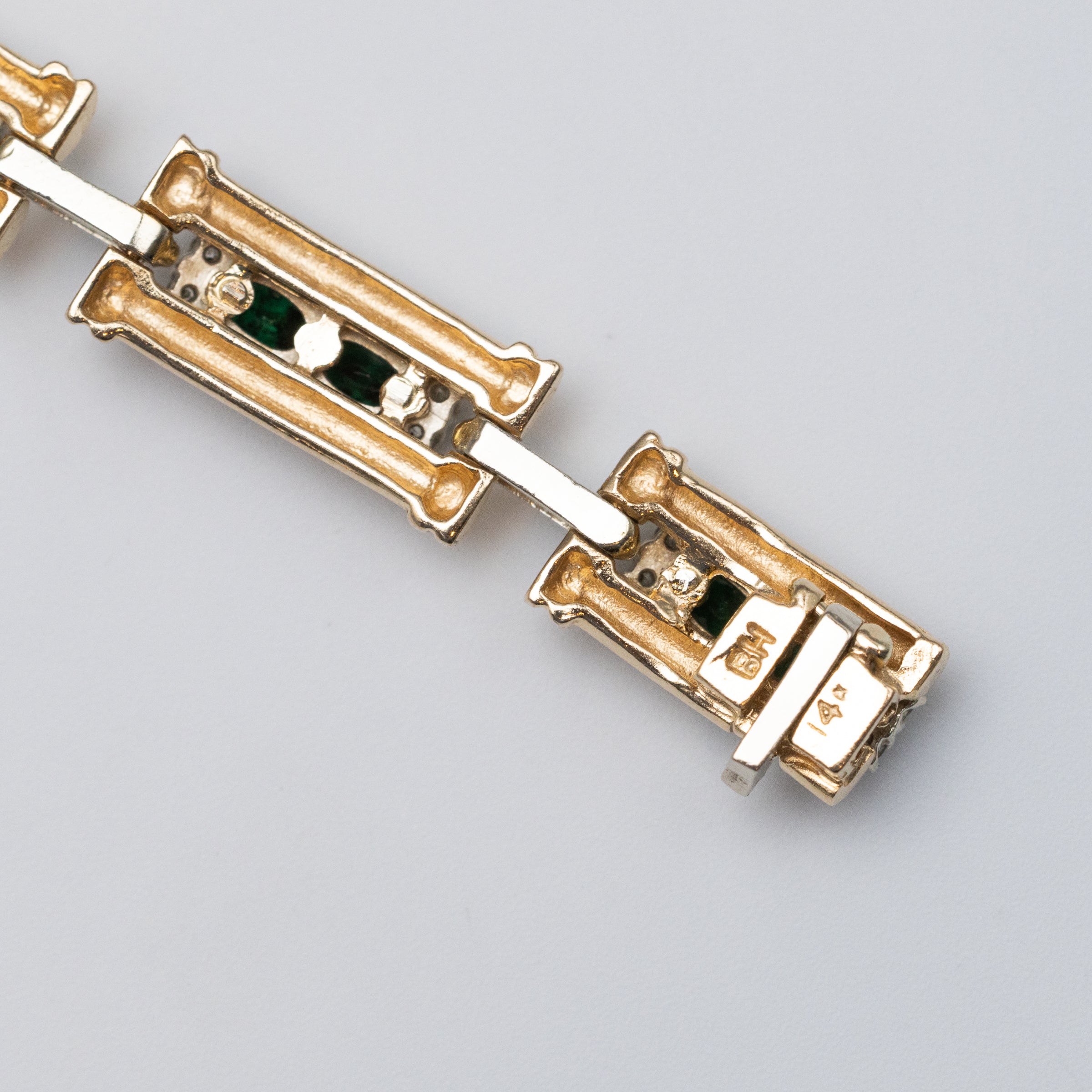 14K Emerald And Diamond Bracelet