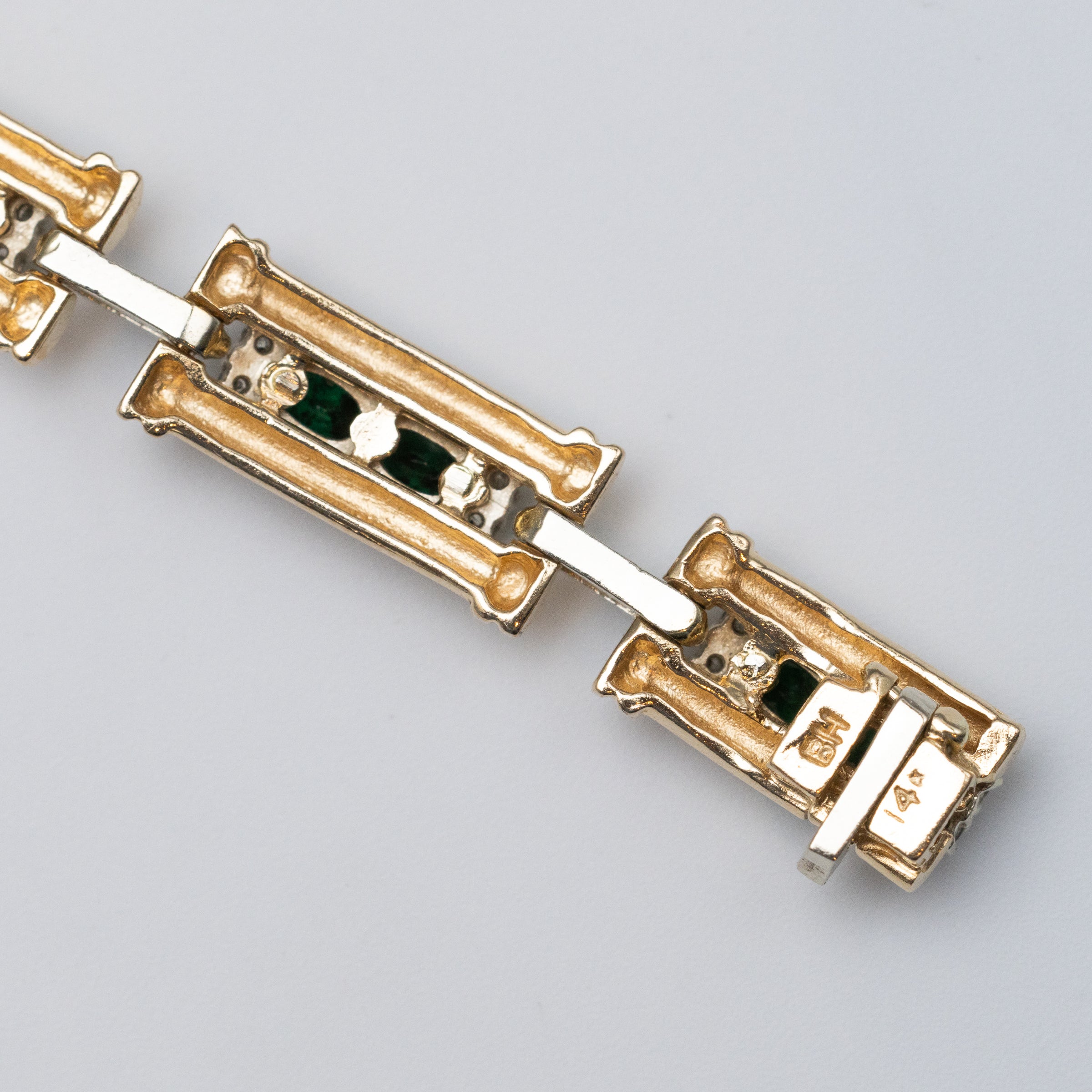 14K Emerald And Diamond Bracelet
