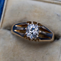 1.41 Carat Old Mine Cut Diamond 18K Gold Signet Ring