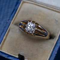 1.41 Carat Old Mine Cut Diamond 18K Gold Signet Ring