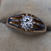 1.41 Carat Old Mine Cut Diamond 18K Gold Signet Ring