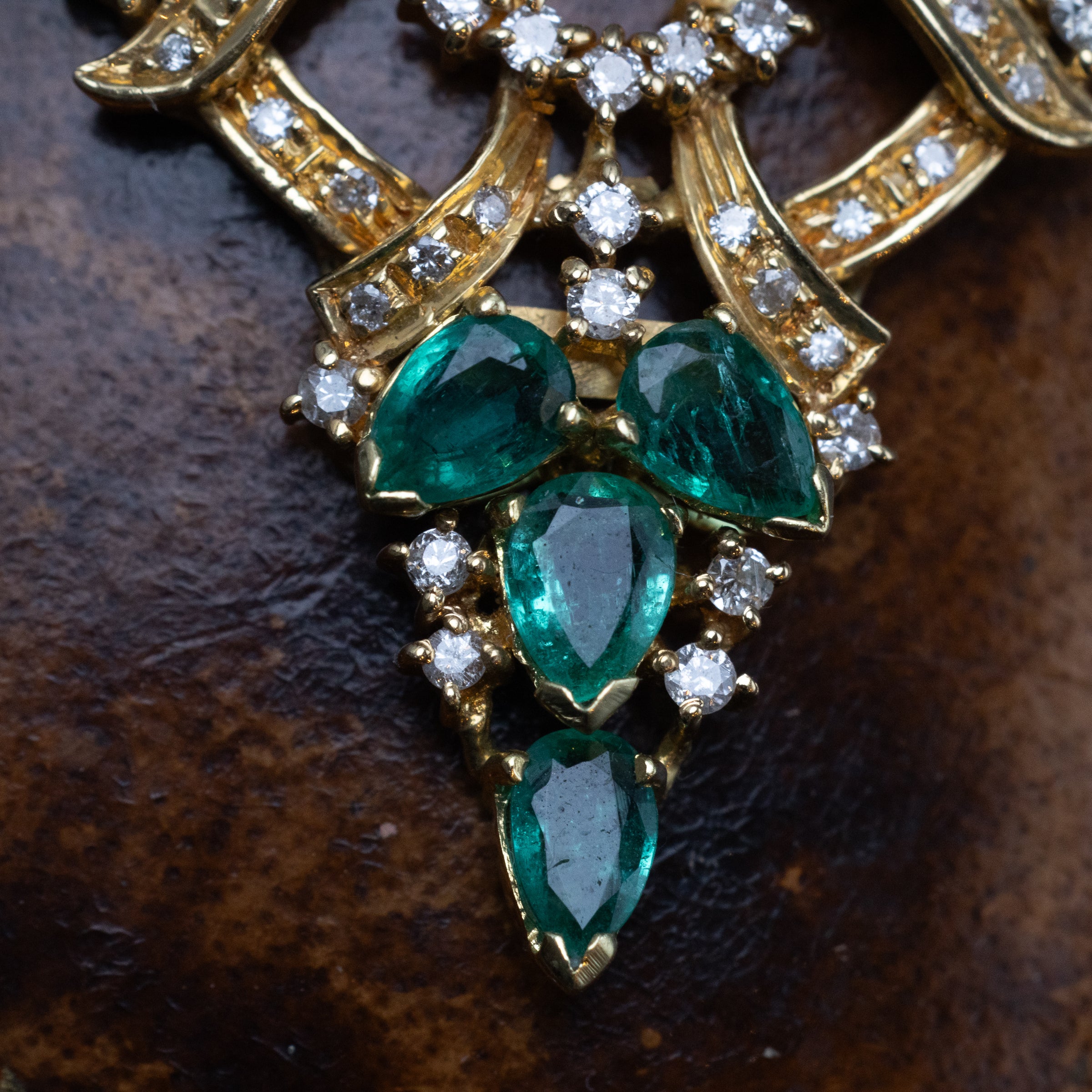 18K Emerald And Diamond Necklace