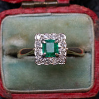 18K Yellow Gold Emerald And Diamond Ring