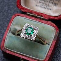 18K Yellow Gold Emerald And Diamond Ring