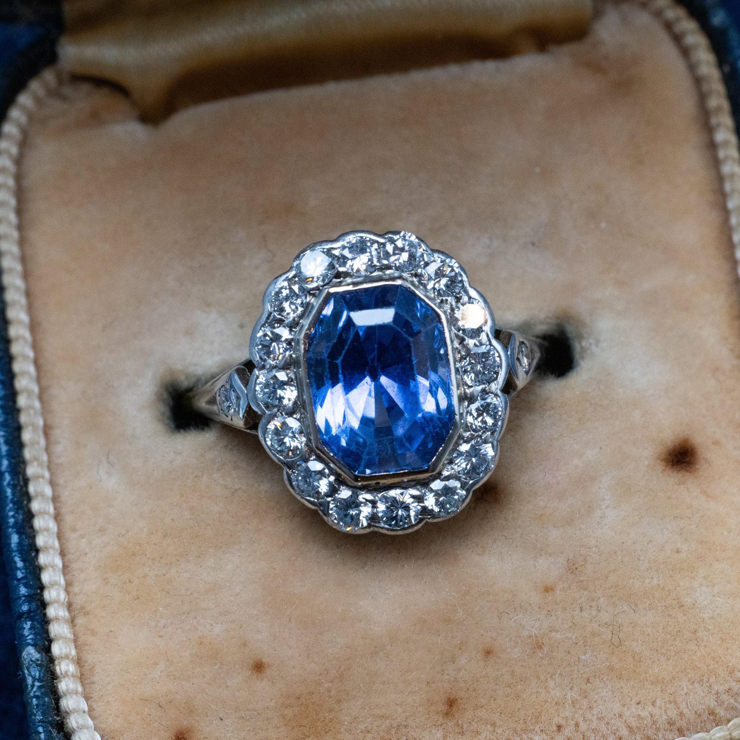 Vintage 2.5 Carat Sapphire And Diamond Ring