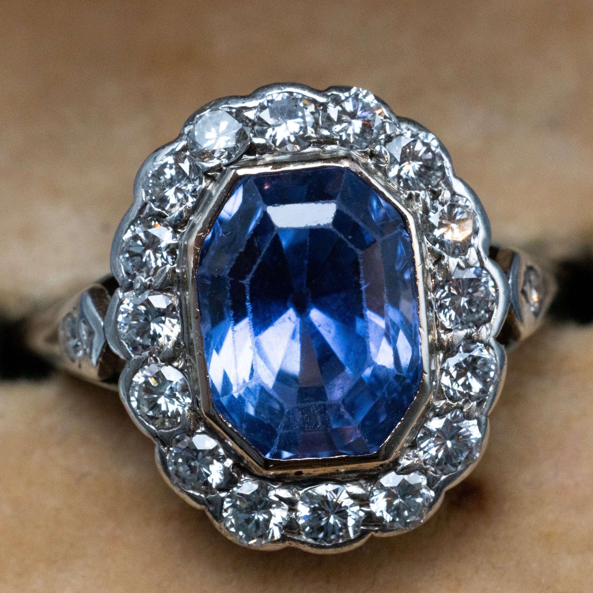 Vintage 2.5 Carat Sapphire And Diamond Ring