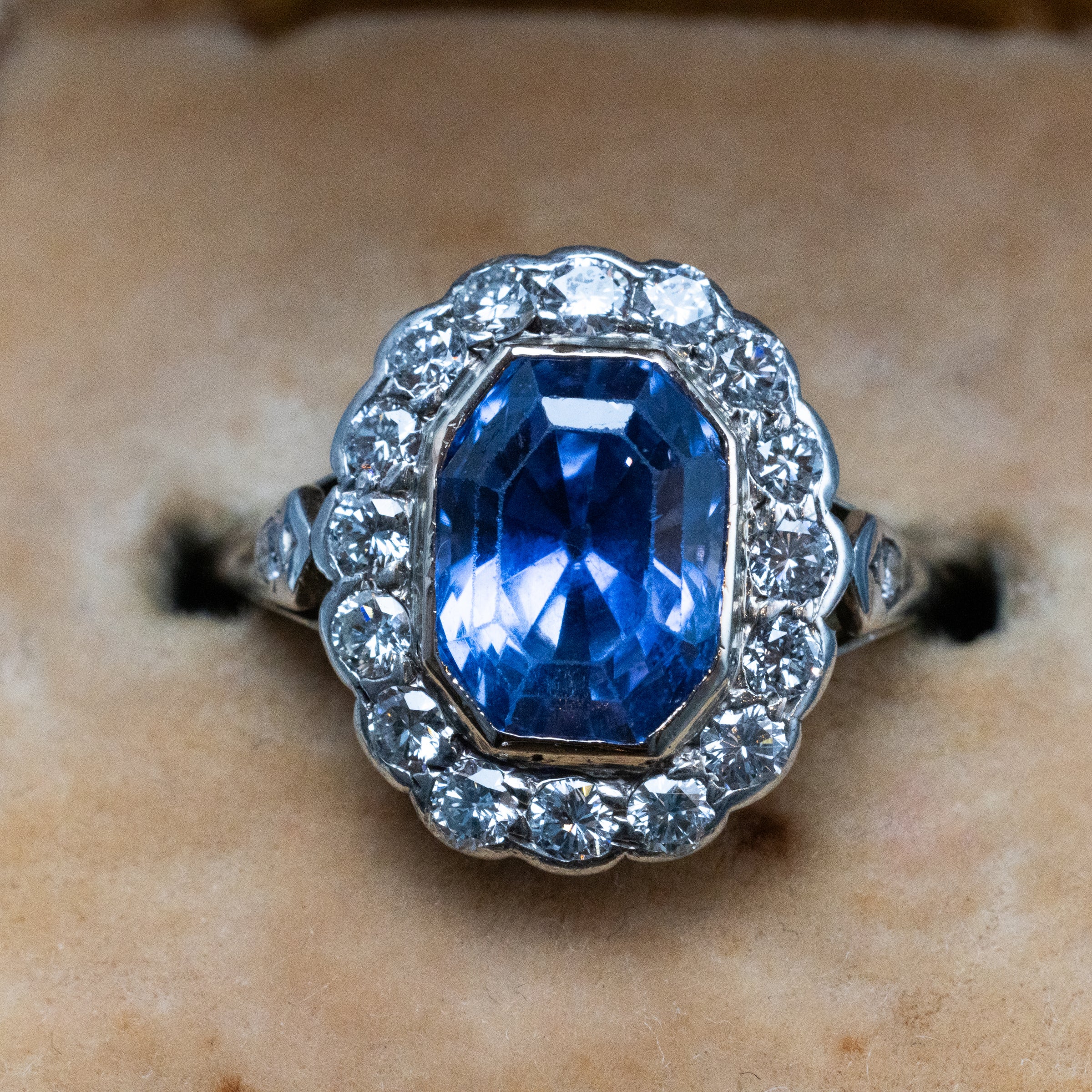 Vintage 2.5 Carat Sapphire And Diamond Ring