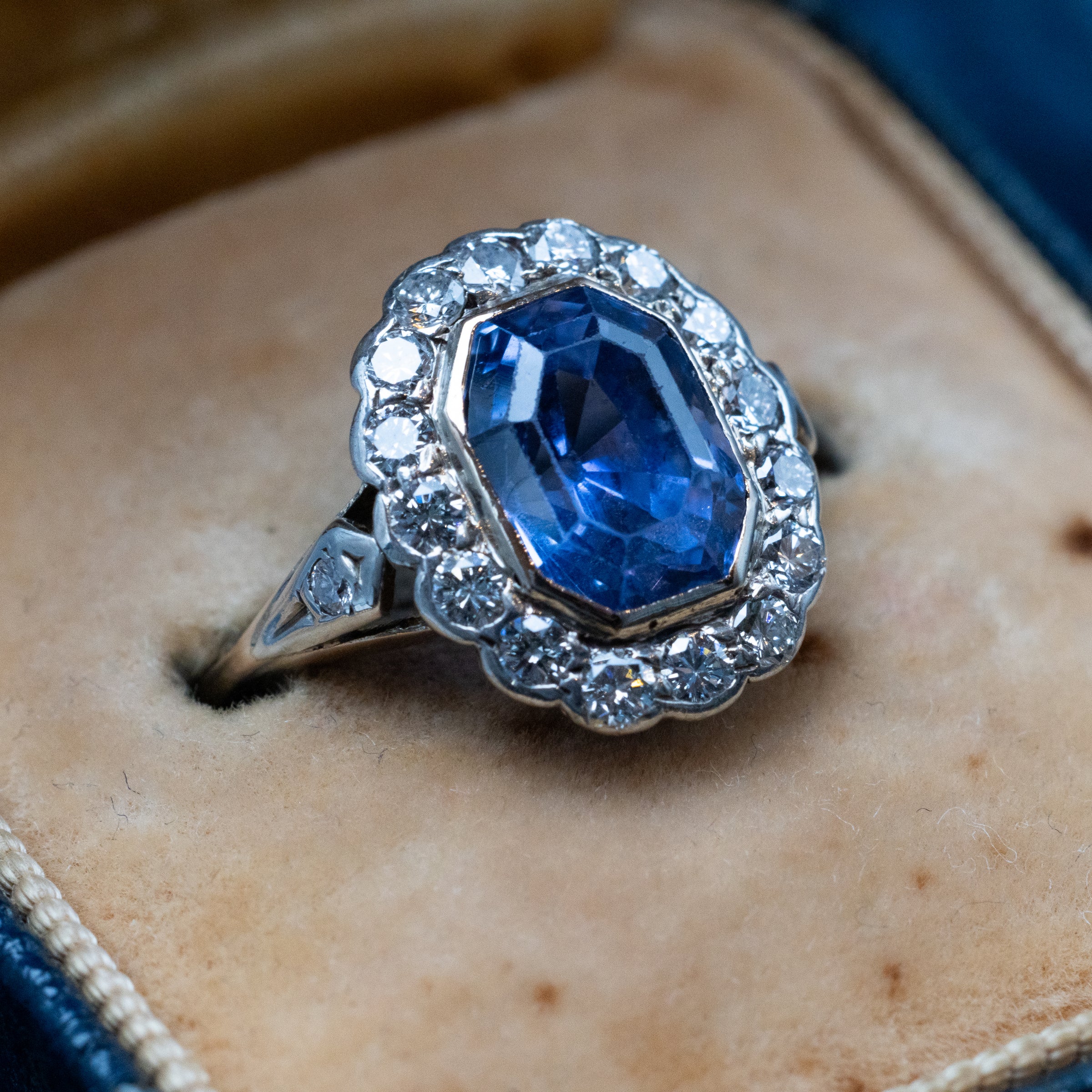 Vintage 2.5 Carat Sapphire And Diamond Ring