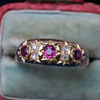 18K Yellow Gold Ruby And Rose Cut Diamond Ring