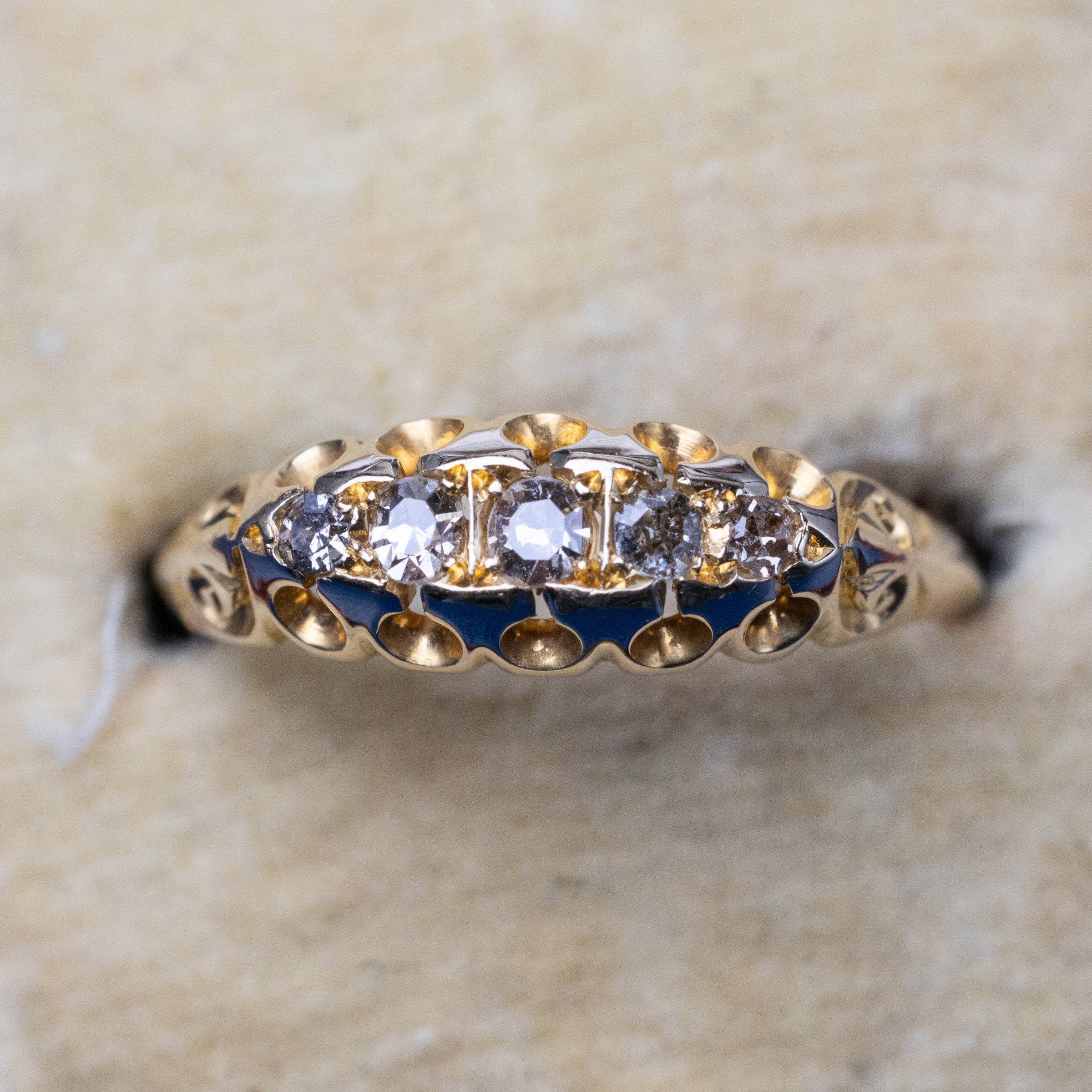 Victorian 18K Yellow Gold Diamond Ring