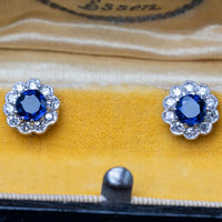 Art Deco White Gold Sapphire & Diamond Earrings