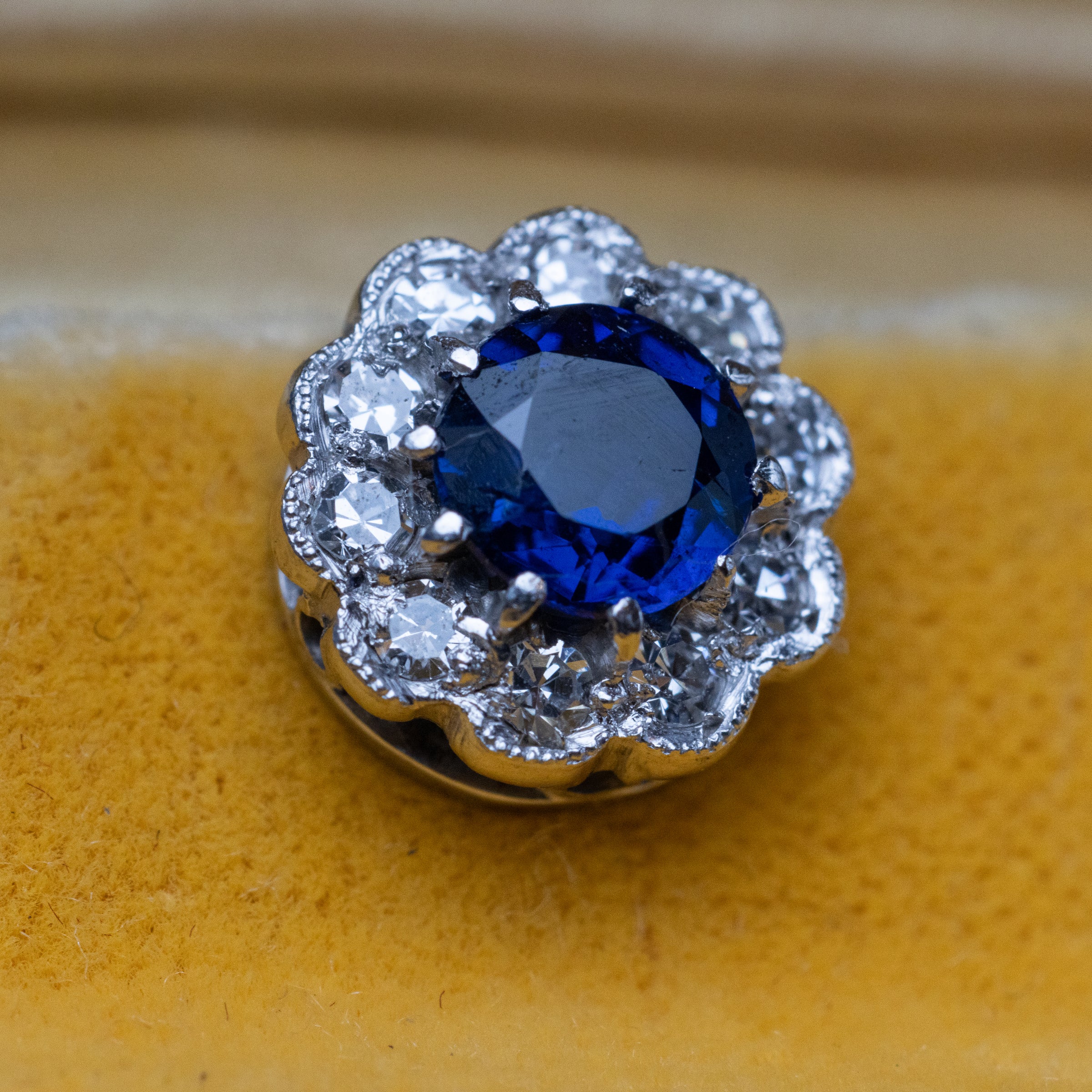 Art Deco White Gold Sapphire & Diamond Earrings