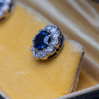 Art Deco White Gold Sapphire & Diamond Earrings
