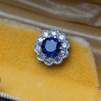 Art Deco White Gold Sapphire & Diamond Earrings